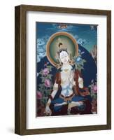 Thangka Depicting White Tara Goddess, Buddhist Symbol of Long Life, Bhaktapur, Nepal, Asia-Godong-Framed Photographic Print