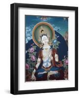 Thangka Depicting White Tara Goddess, Buddhist Symbol of Long Life, Bhaktapur, Nepal, Asia-Godong-Framed Photographic Print