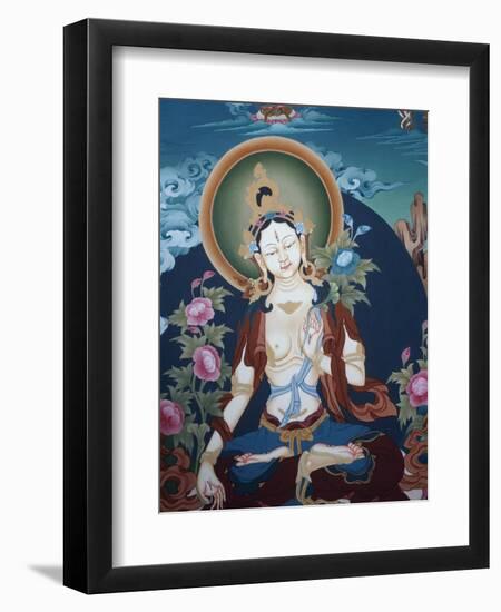 Thangka Depicting White Tara Goddess, Buddhist Symbol of Long Life, Bhaktapur, Nepal, Asia-Godong-Framed Photographic Print