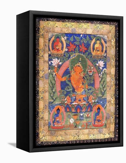 Thangka of Arapachana Manjushri-null-Framed Stretched Canvas