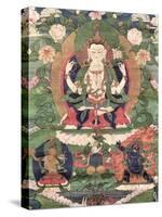 Thangka of Buddha Shakamunyi with Manjushri and Vajrapani-null-Stretched Canvas