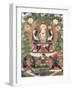 Thangka of Buddha Shakamunyi with Manjushri and Vajrapani-null-Framed Giclee Print