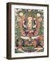 Thangka of Buddha Shakamunyi with Manjushri and Vajrapani-null-Framed Premium Giclee Print