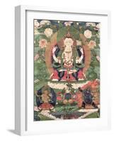 Thangka of Buddha Shakamunyi with Manjushri and Vajrapani-null-Framed Premium Giclee Print