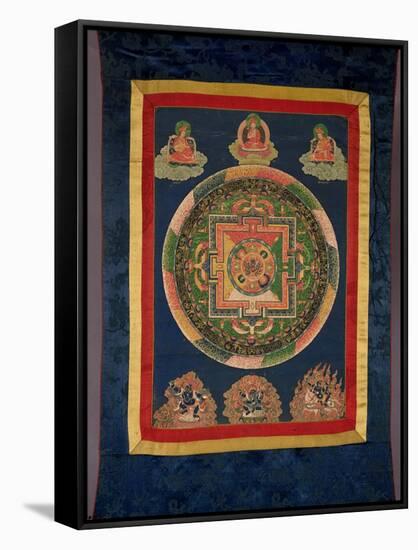 Thangka of Mandala of Chakrasamvara in Fierce Form with Red Prajna, Vajravarahi, 19th-20th Century-null-Framed Stretched Canvas