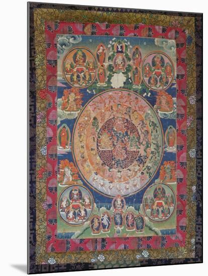 Thangka of Peaceful and Wrathful Deities, 19th-20th Century-null-Mounted Giclee Print