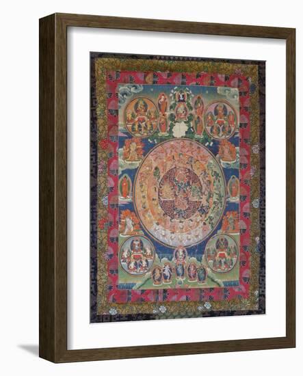 Thangka of Peaceful and Wrathful Deities, 19th-20th Century-null-Framed Giclee Print