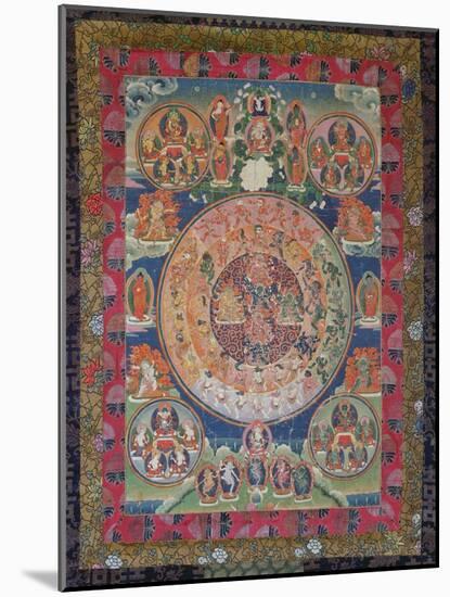 Thangka of Peaceful and Wrathful Deities, 19th-20th Century-null-Mounted Giclee Print