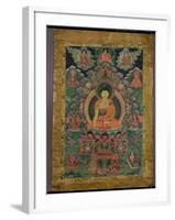 Thangka of Shakyamuni Buddha with Eleven Figures, 19th-20th Century-null-Framed Giclee Print