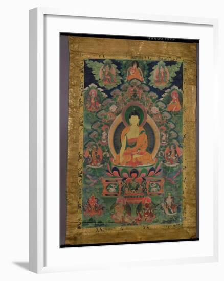 Thangka of Shakyamuni Buddha with Eleven Figures, 19th-20th Century-null-Framed Giclee Print