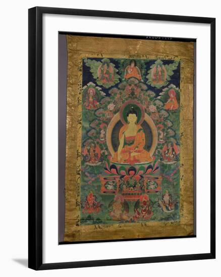 Thangka of Shakyamuni Buddha with Eleven Figures, 19th-20th Century-null-Framed Giclee Print