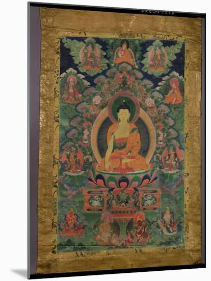 Thangka of Shakyamuni Buddha with Eleven Figures, 19th-20th Century-null-Mounted Giclee Print