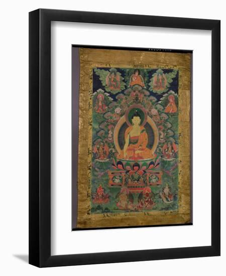 Thangka of Shakyamuni Buddha with Eleven Figures, 19th-20th Century-null-Framed Giclee Print