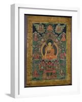 Thangka of Shakyamuni Buddha with Eleven Figures, 19th-20th Century-null-Framed Giclee Print