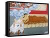 Thangka Painting of Buddha's Mother Dreaming of a White Elephant, Bhaktapur, Nepal, Asia-Godong-Framed Stretched Canvas