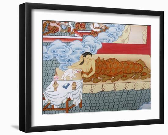 Thangka Painting of Buddha's Mother Dreaming of a White Elephant, Bhaktapur, Nepal, Asia-Godong-Framed Photographic Print