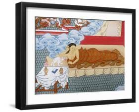 Thangka Painting of Buddha's Mother Dreaming of a White Elephant, Bhaktapur, Nepal, Asia-Godong-Framed Photographic Print