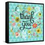 Thank You! Bright Cartoon Card Made of Flowers and Butterflies. Floral Background in Summer Colors-smilewithjul-Framed Stretched Canvas