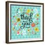 Thank You! Bright Cartoon Card Made of Flowers and Butterflies. Floral Background in Summer Colors-smilewithjul-Framed Premium Giclee Print