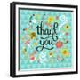 Thank You! Bright Cartoon Card Made of Flowers and Butterflies. Floral Background in Summer Colors-smilewithjul-Framed Premium Giclee Print