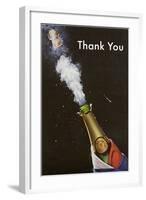 Thank You, Champagne Blowing Cork-null-Framed Art Print