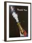 Thank You, Champagne Blowing Cork-null-Framed Art Print
