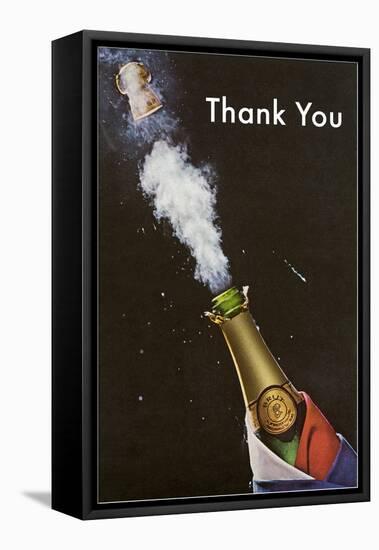 Thank You, Champagne Blowing Cork-null-Framed Stretched Canvas