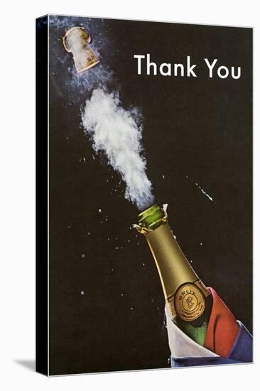 Thank You, Champagne Blowing Cork-null-Stretched Canvas