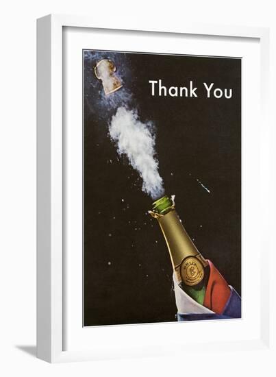 Thank You, Champagne Blowing Cork-null-Framed Art Print