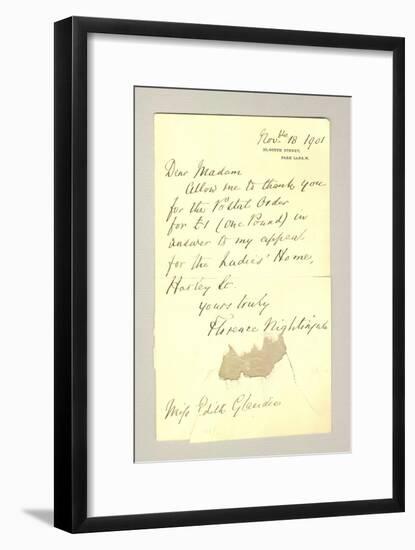 Thank You Note from Florence Nightingale, 18th November 1901-null-Framed Giclee Print