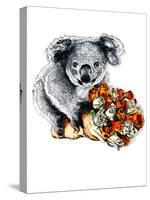 Thanks Koala on White, 2020, (Pen and Ink)-Mike Davis-Stretched Canvas