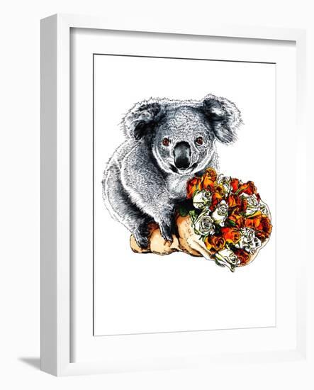 Thanks Koala on White, 2020, (Pen and Ink)-Mike Davis-Framed Giclee Print