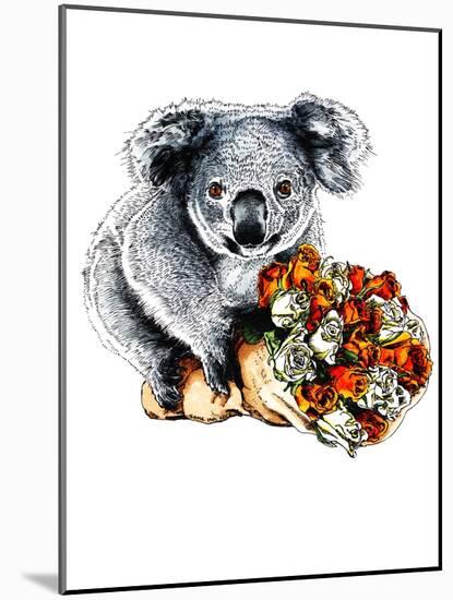 Thanks Koala on White, 2020, (Pen and Ink)-Mike Davis-Mounted Giclee Print