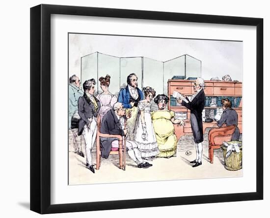 Thanks to the Dowry, Reading a Marriage Contract at the Lawyer Office, circa 1830-Frederic Bouchot-Framed Giclee Print