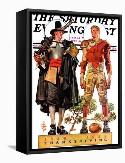 "Thanksgiving, 1628/1928," Saturday Evening Post Cover, November 24, 1928-Joseph Christian Leyendecker-Framed Stretched Canvas