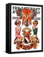 "Thanksgiving Crest," Saturday Evening Post Cover, November 26, 1932-Joseph Christian Leyendecker-Framed Stretched Canvas