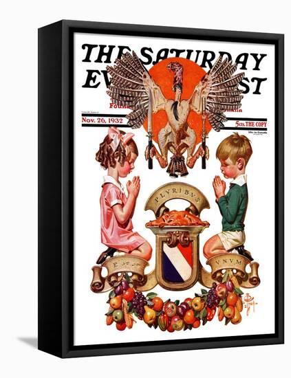 "Thanksgiving Crest," Saturday Evening Post Cover, November 26, 1932-Joseph Christian Leyendecker-Framed Stretched Canvas