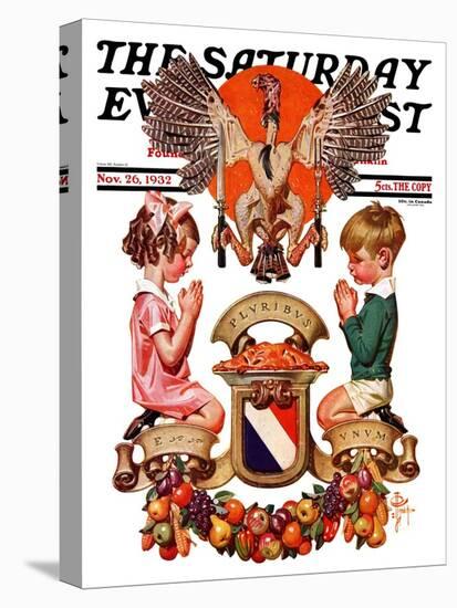 "Thanksgiving Crest," Saturday Evening Post Cover, November 26, 1932-Joseph Christian Leyendecker-Stretched Canvas