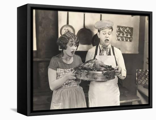 Thanksgiving Dinner Surprise-null-Framed Stretched Canvas