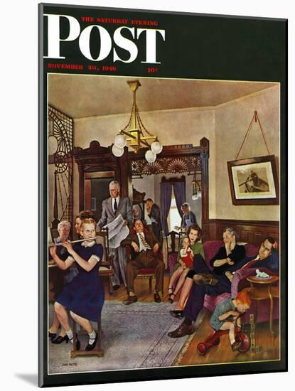 "Thanksgiving Flute Performance," Saturday Evening Post Cover, November 30, 1946-John Falter-Mounted Premium Giclee Print