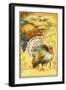 Thanksgiving Greeting, Turkey and Pumpkin-null-Framed Art Print