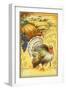 Thanksgiving Greeting, Turkey and Pumpkin-null-Framed Art Print