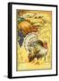 Thanksgiving Greeting, Turkey and Pumpkin-null-Framed Art Print