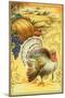 Thanksgiving Greeting, Turkey and Pumpkin-null-Mounted Art Print