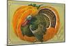 Thanksgiving Greetings, Turkey, Pumpkin-null-Mounted Art Print