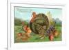 Thanksgiving Greetings, Turkey with Fruits-null-Framed Art Print