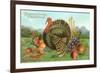 Thanksgiving Greetings, Turkey with Fruits-null-Framed Premium Giclee Print