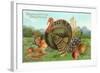 Thanksgiving Greetings, Turkey with Fruits-null-Framed Art Print