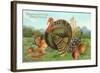 Thanksgiving Greetings, Turkey with Fruits-null-Framed Art Print