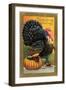 Thanksgiving Greetings, Turkey with Pumpkin, Fruit and Goblet-null-Framed Premium Giclee Print